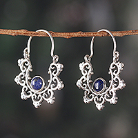 Lapis lazuli hoop earrings, Blue Diadems