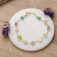 Gold-plated multi-gemstone station bracelet, Harmonious Force