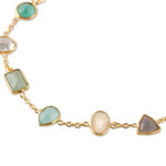 Gold-plated multi-gemstone station bracelet, 'Harmonious Force' - 18k Gold-Plated Ten-Carat Multi-Gemstone Station Bracelet