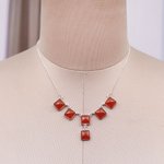 Carnelian pendant necklace, 'Flare Glam' - Indian-Made Geometric Carnelian Cabochon Pendant Necklace