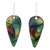 Vitreous enamel and copper dangle earrings, 'Peacock Feather Glory' - Vitreous Enamel on Copper Peacock Feather Dangle Earrings