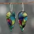 Vitreous enamel and copper dangle earrings, 'Peacock Feather Glory' - Vitreous Enamel on Copper Peacock Feather Dangle Earrings