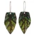 Hand-painted copper dangle earrings, 'Timeless Leafage' - Artisan-Made Leaf-Shaped Copper Dangle Earrings in Green