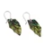 Hand-painted copper dangle earrings, 'Timeless Leafage' - Artisan-Made Leaf-Shaped Copper Dangle Earrings in Green