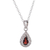 Rhodium-plated garnet pendant necklace, 'Tear of Romance' - Romantic Natural 1-Carat Drop-Shaped Garnet Pendant Necklace