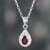 Rhodium-plated garnet pendant necklace, 'Tear of Romance' - Romantic Natural 1-Carat Drop-Shaped Garnet Pendant Necklace