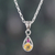 Rhodium-plated citrine and ruby pendant necklace, 'Successful Caprice' - Faceted Round Citrine and Ruby Pendant Necklace from India