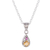 Rhodium-plated citrine and ruby pendant necklace, 'Successful Caprice' - Faceted Round Citrine and Ruby Pendant Necklace from India