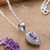 Rhodium-plated amethyst pendant necklace, 'Leaf of Wisdom' - Leaf-Themed Rhodium-Plated 1-Carat Amethyst Pendant Necklace