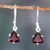 Garnet dangle earrings, 'Gem of Lovers' - Natural 5-Carat Triangle Garnet Dangle Earrings from India