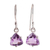 Amethyst dangle earrings, 'Gem of Sages' - Five-Carat Triangle Amethyst Dangle Earrings Made in India