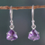 Amethyst dangle earrings, 'Gem of Sages' - Five-Carat Triangle Amethyst Dangle Earrings Made in India