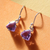 Amethyst dangle earrings, 'Gem of Sages' - Five-Carat Triangle Amethyst Dangle Earrings Made in India