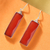 Carnelian dangle earrings, 'Idol of Courage' - Natural 28-Carat Checkerboard Cut Carnelian Dangle Earrings