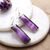 Amethyst dangle earrings, 'Idol of Wisdom' - Faceted 28-Carat Checkerboard Cut Amethyst Dangle Earrings