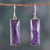 Amethyst dangle earrings, 'Idol of Wisdom' - Faceted 28-Carat Checkerboard Cut Amethyst Dangle Earrings