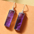 Amethyst dangle earrings, 'Idol of Wisdom' - Faceted 28-Carat Checkerboard Cut Amethyst Dangle Earrings