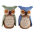 Wool felt holiday decor, 'Holiday Hoot' (set of 2) - Set of 2 Owl-Themed Blue and Green Wool Felt Holiday Decor