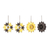 Paper ornaments, 'Solar Blossoms' (set of 4) - Classic Set of 4 Glittering Black and Yellow Paper Ornaments