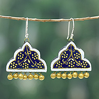 Ceramic chandelier earrings, Jaipur Pyramid