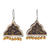 Ceramic chandelier earrings, 'Jaipur Pyramid' - Classic Jaipur-Themed Ceramic Chandelier Earrings from India