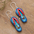 Ceramic dangle earrings, 'Hawaiian Sandals' - Tropical-Themed Hand-Painted Ceramic Sandal Dangle Earrings