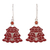 Sterling silver dangle earrings, 'Crimson Christmas' - Christmas Tree-Shaped Crimson Cubic Zirconia Dangle Earrings