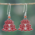 Sterling silver dangle earrings, 'Crimson Christmas' - Christmas Tree-Shaped Crimson Cubic Zirconia Dangle Earrings