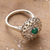 Onyx cocktail ring, 'Green Puissance' - Indian-Made Jali-Patterned Green Onyx Cabochon Cocktail Ring