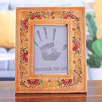 Leather photo frame, Floral Memory (4x6)