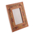 Leather photo frame, 'Floral Memory' (4x6) - Embossed Floral Crimson and Orange Leather Photo Frame (4x6)