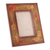 Leather photo frame, 'Autumn Ecstasy' (4x6) - Autumn-Themed Amber and Vermilion Leather Photo Frame (4x6)