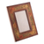 Leather photo frame, 'Autumn Ecstasy' (4x6) - Autumn-Themed Amber and Vermilion Leather Photo Frame (4x6)