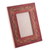 Leather photo frame, 'Starry Instant' (4x6) - Star-Patterned Red and Flamingo Leather Photo Frame (4x6)