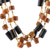 Wood beaded station necklace, 'Solar Alliance' - Brown and Black Haldu Wood Station Necklace Made in India