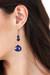 Lapis lazuli dangle earrings, 'Blue Liaison' - Sterling Silver and Lapis Lazuli Dangle Earrings from India