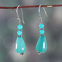 Aventurine and agate dangle earrings, 'Green Muse' - Bohemian-Inspired Aventurine and Green Agate Dangle Earrings