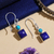 Lapis lazuli and calcite dangle earrings, 'Royal Fusion' - Modern Lapis Lazuli Calcite Sterling Silver Dangle Earrings