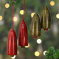 Wood ornaments, Holiday Chimes (set of 4)