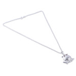 Garnet pendant necklace, 'Owl of Passion' - Owl-Themed Sterling Silver and Round Garnet Pendant Necklace