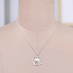 Garnet pendant necklace, 'Owl of Passion' - Owl-Themed Sterling Silver and Round Garnet Pendant Necklace