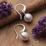 Cultured pearl dangle earrings, 'Pearly Desire' - Minimalist Sterling Silver and Cream Pearl Dangle Earrings