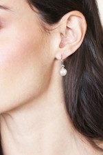Cultured pearl dangle earrings, 'Pearly Desire' - Minimalist Sterling Silver and Cream Pearl Dangle Earrings