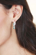 Sterling silver hoop earrings, 'Dancing Raindrops' - Reconstituted Turquoise Sterling Silver Rain Hoop Earrings