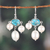 Cultured pearl chandelier earrings, 'Regal Sea' - Recon Turquoise and Cream Cultured Pearl Chandelier Earrings