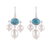 Cultured pearl chandelier earrings, 'Regal Sea' - Recon Turquoise and Cream Cultured Pearl Chandelier Earrings