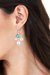 Cultured pearl chandelier earrings, 'Regal Sea' - Recon Turquoise and Cream Cultured Pearl Chandelier Earrings