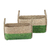 Natural fiber baskets, 'Green Call' (set of 2) - Handwoven Set of 2 Green and Beige Sabai Grass Fiber Baskets