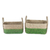 Natural fiber baskets, 'Green Call' (set of 2) - Handwoven Set of 2 Green and Beige Sabai Grass Fiber Baskets