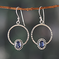 Kyanite dangle earrings, Mystic Light